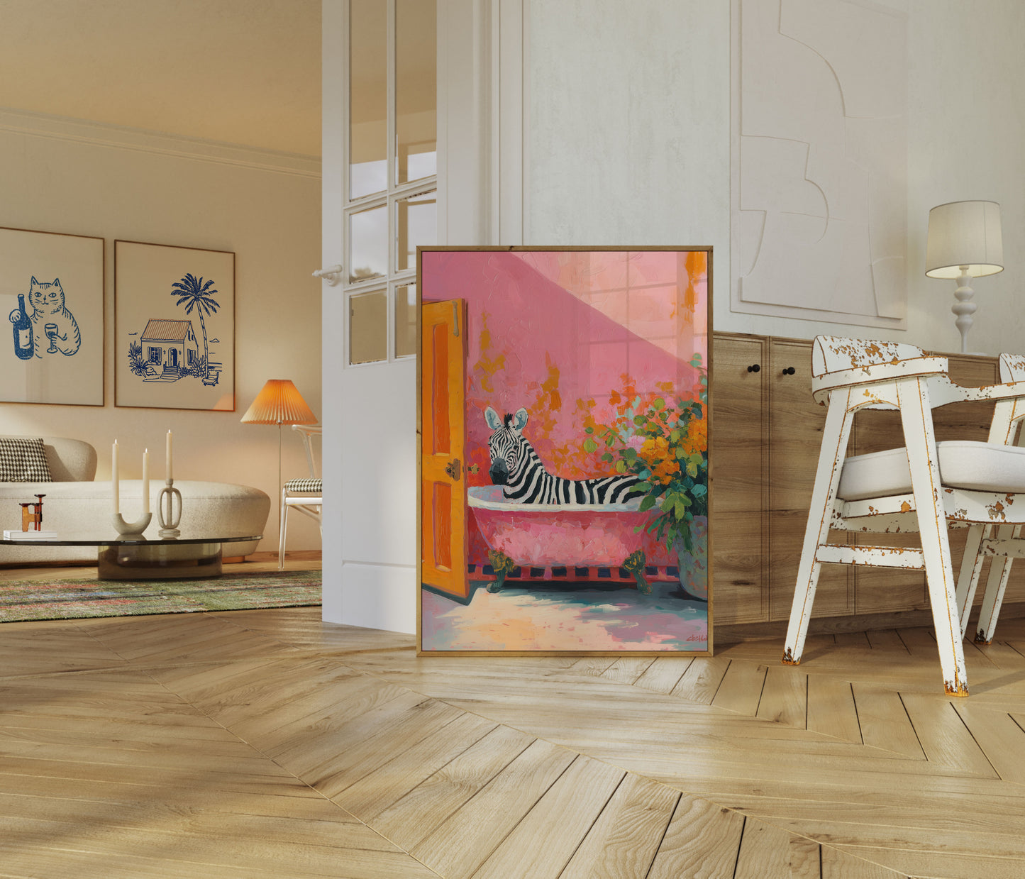 Kunstposter voor bij de badkamer: Zebra