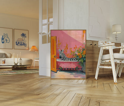 Kunstposter voor bij de badkamer: Zebra