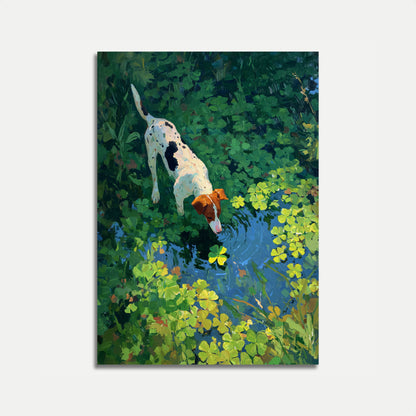 Playful Dog Water Exploration Poster