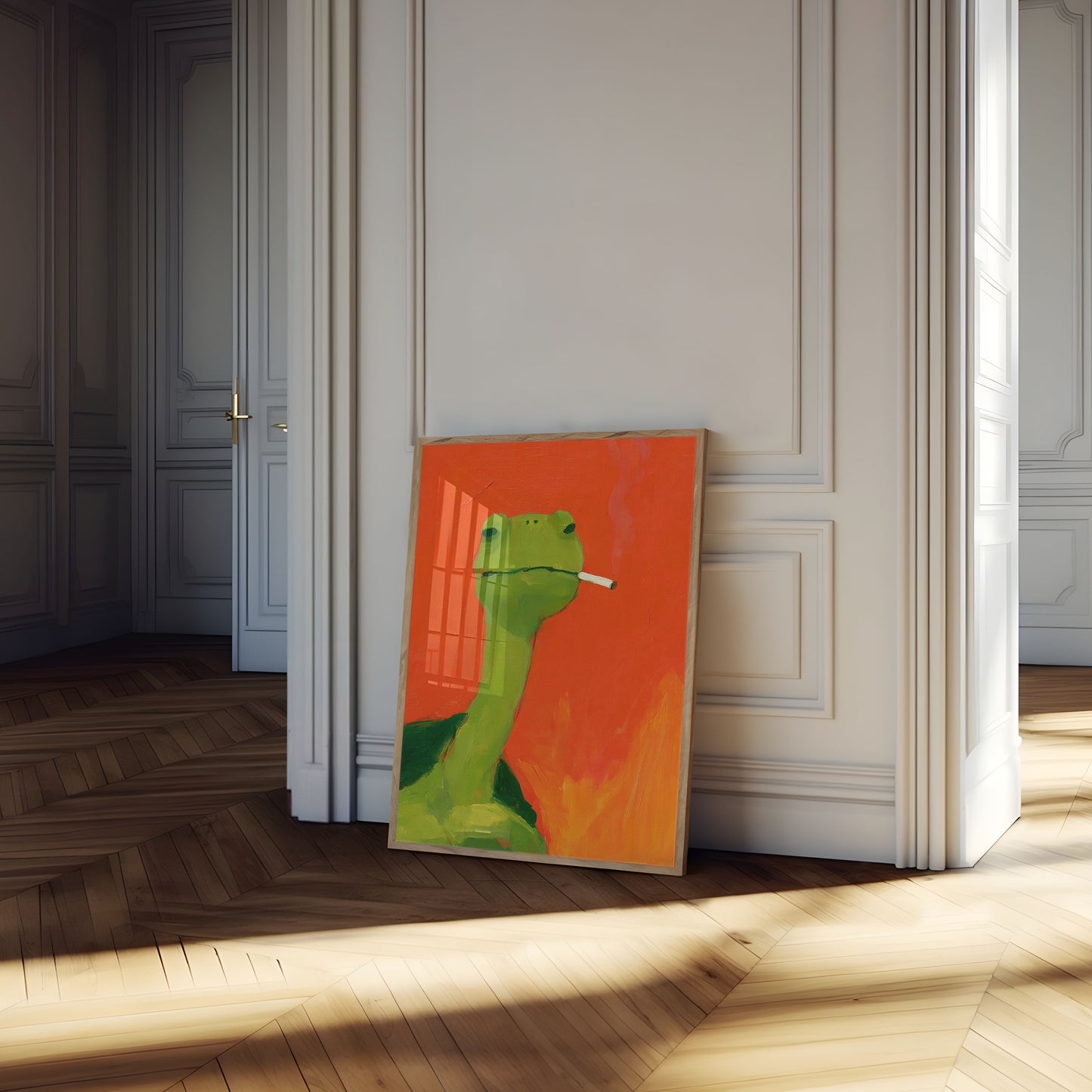 Cool Frog Smoking Cigarette Poster
