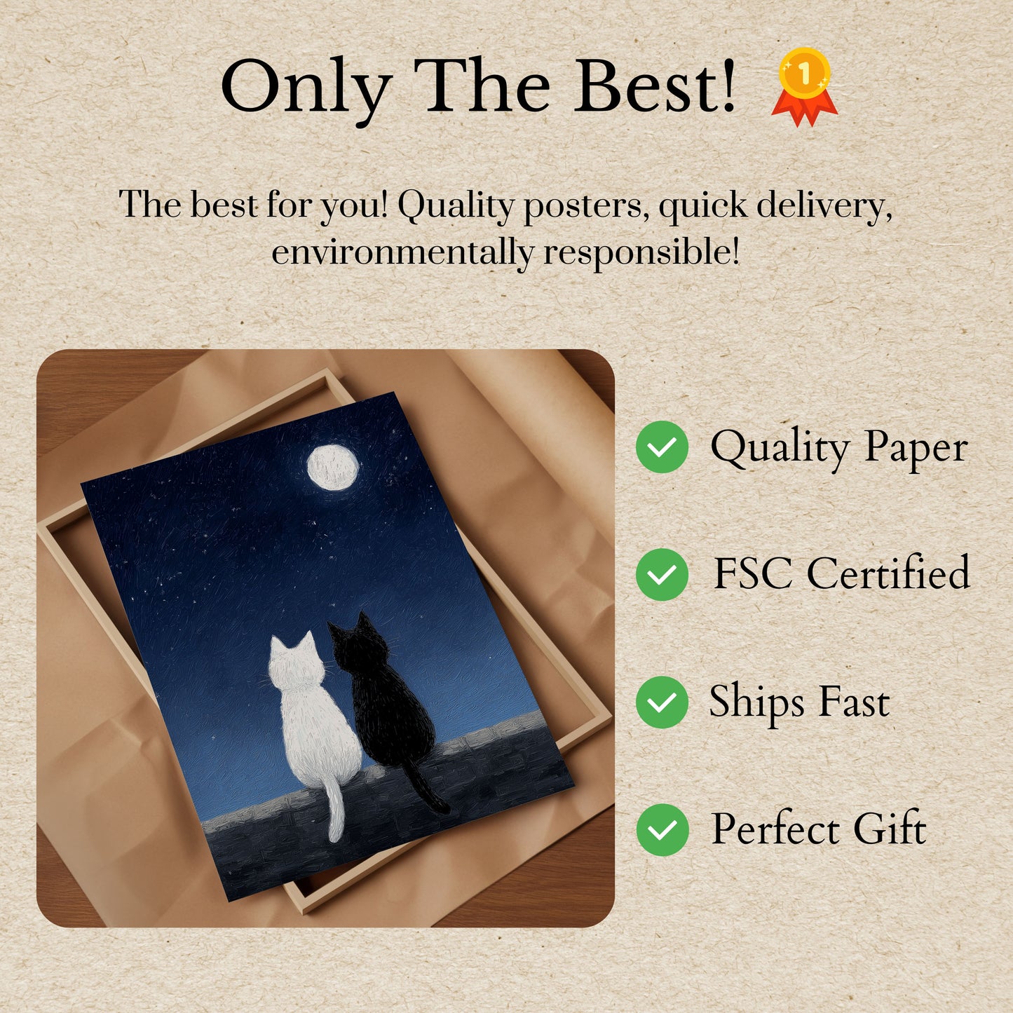 Moonlit Cats Friendship Poster