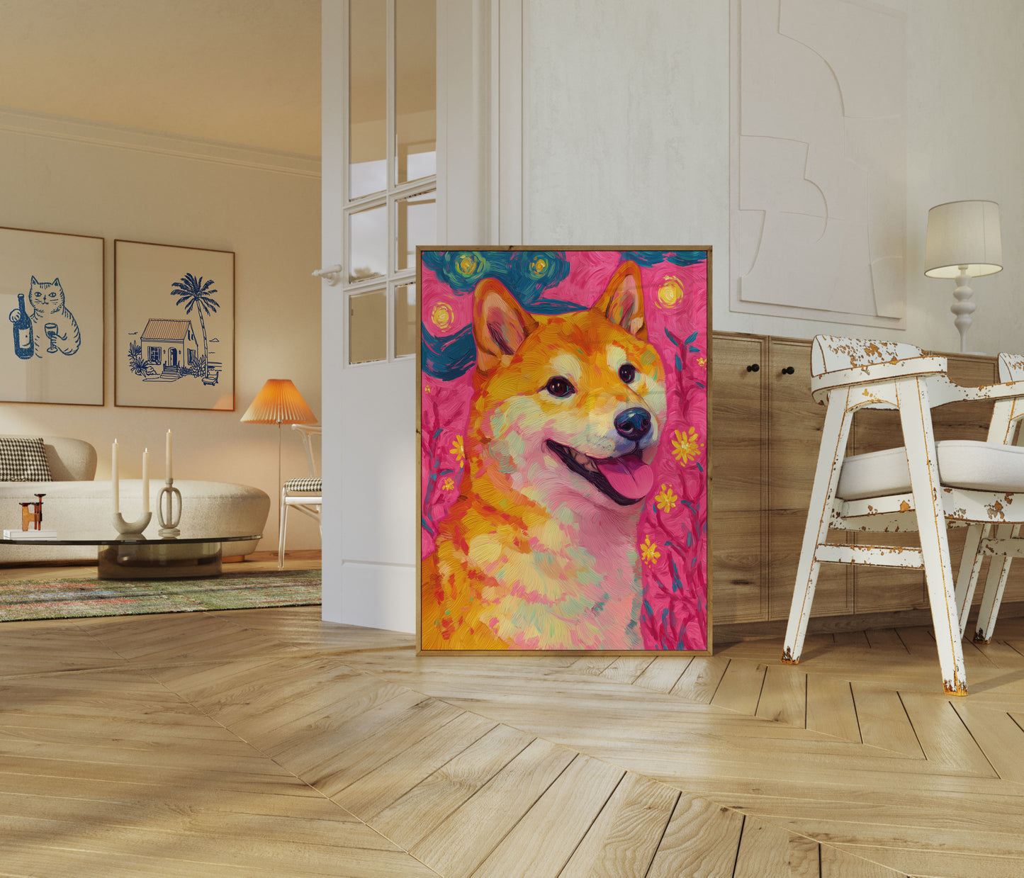 Poster di Shiba Inu colorato