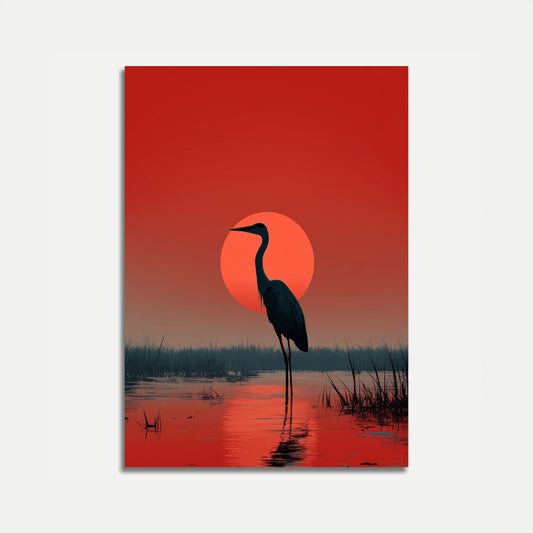 Póster Garza al Atardecer