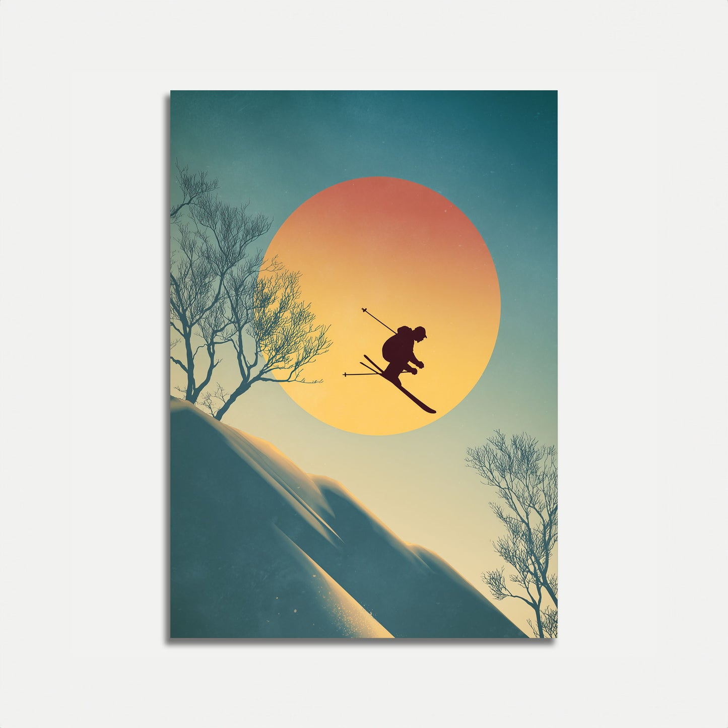 Sonnenuntergang Ski Berg Poster