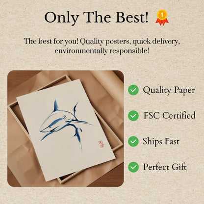 Fluid Blue Shark Silhouette Poster