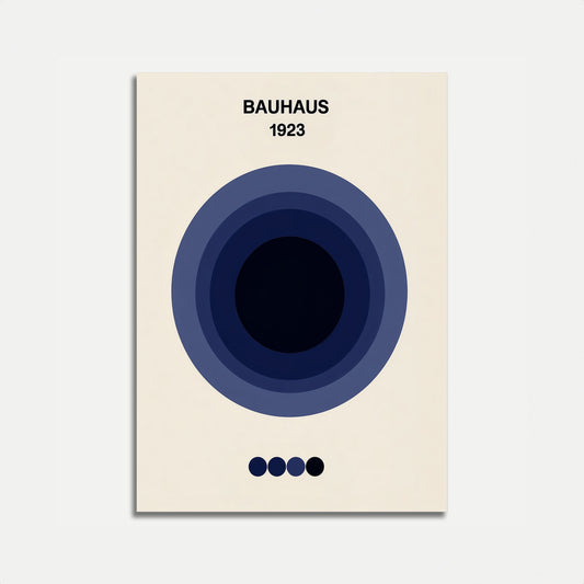 Bauhaus Blue Concentric Circles Poster