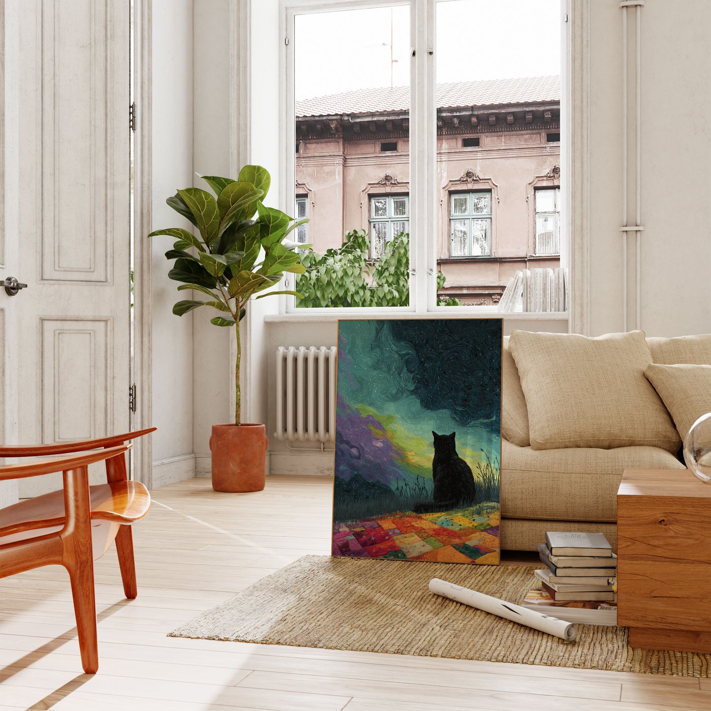 Starry Night Cat Poster