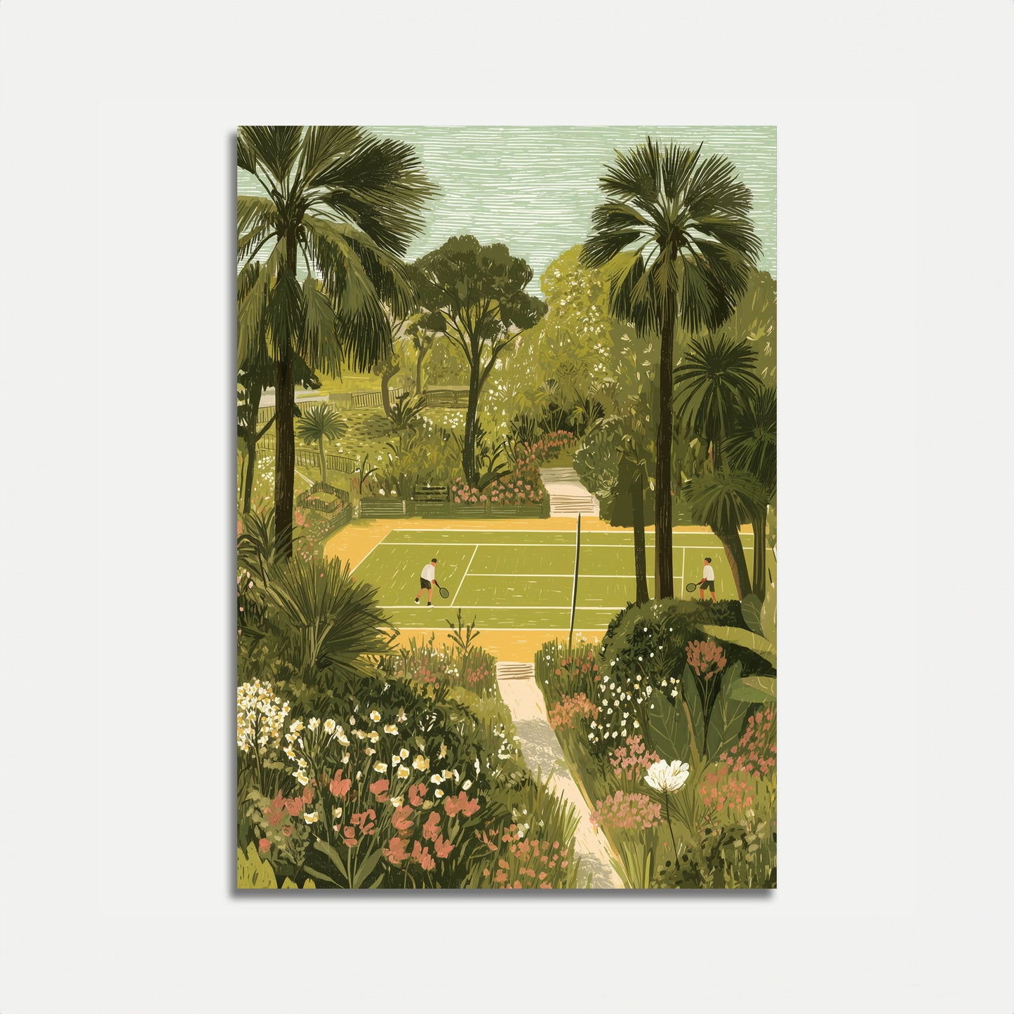 Tropical Tennis Garden Poster