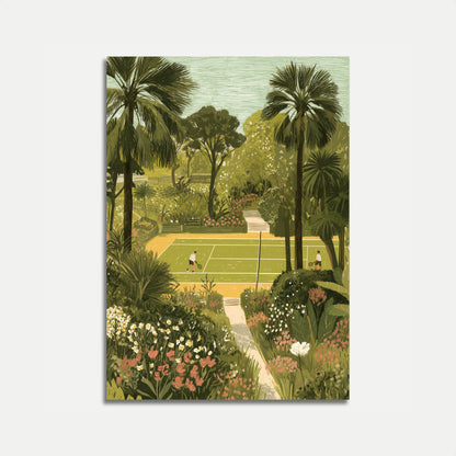 Tropical Tennis Garden Poster