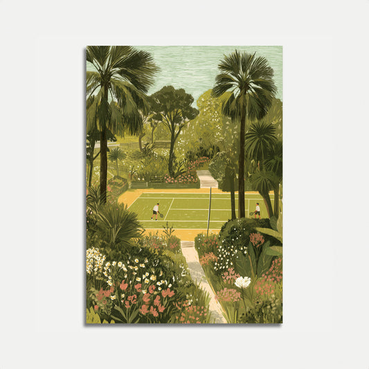 Tropical Tennis Garden Poster