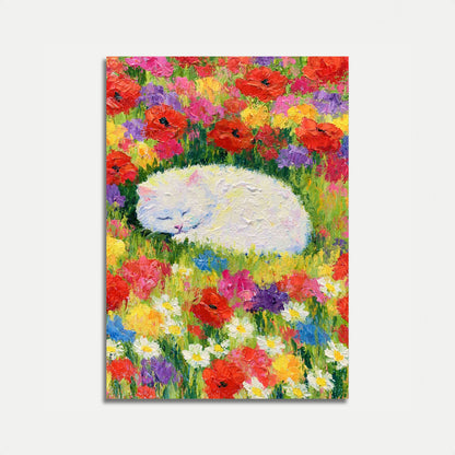 Sover kat i blomsterhave plakat