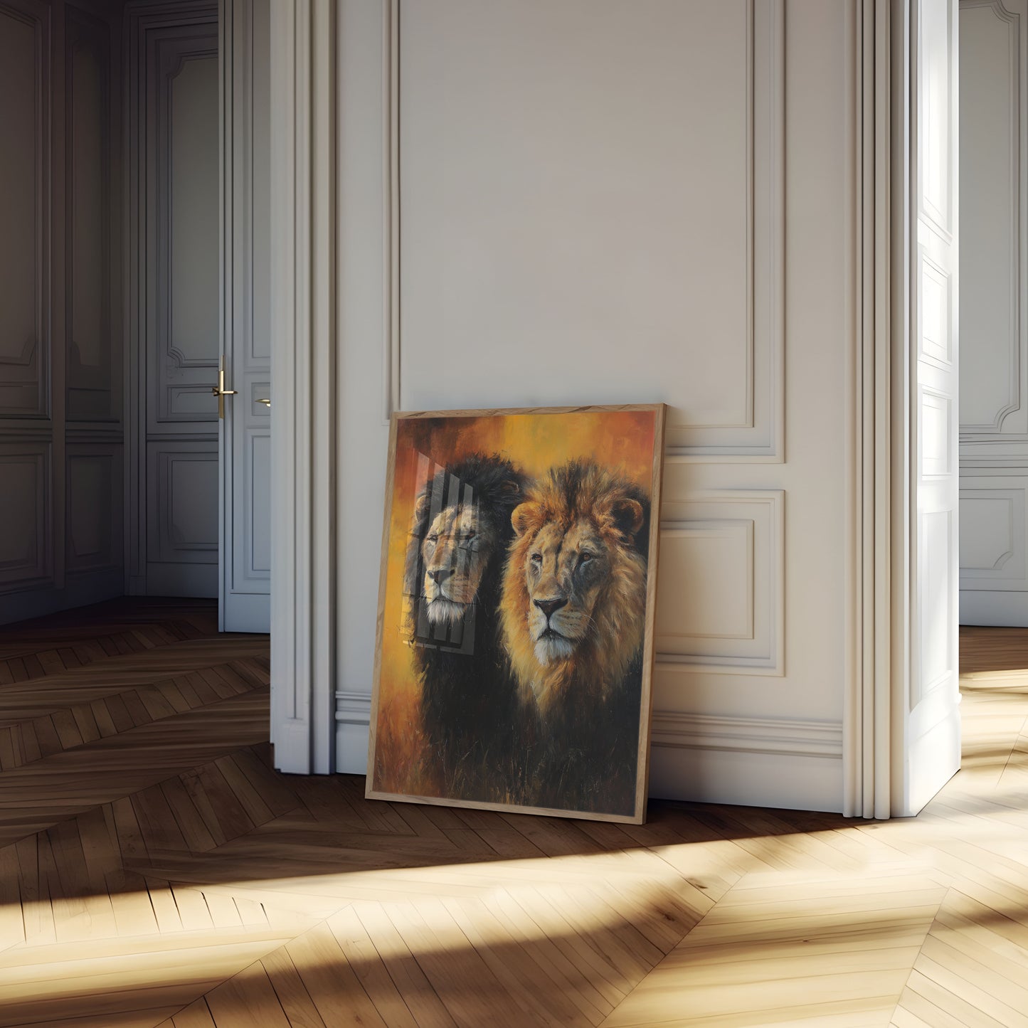 Majestic Lions Golden Hour Poster