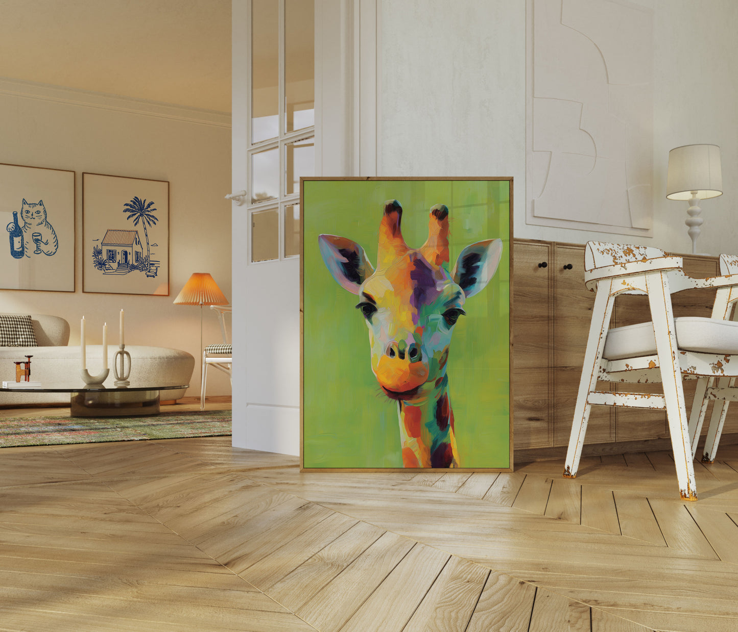 Póster de Retrato de Jirafa Arcoíris