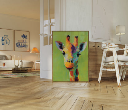Póster de Retrato de Jirafa Arcoíris
