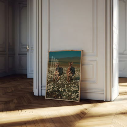 Poster de Zèbres dans des Champs de Marguerites