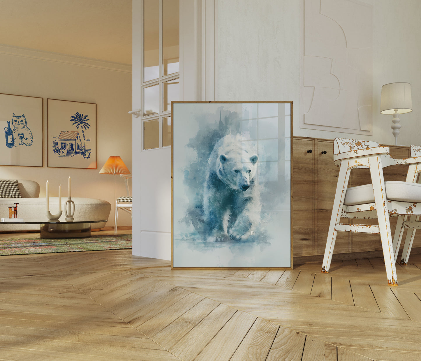 Póster etéreo de oso polar invernal