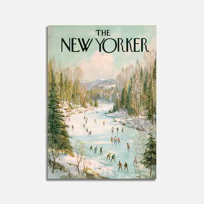 Winter Skating River Landscape Poster