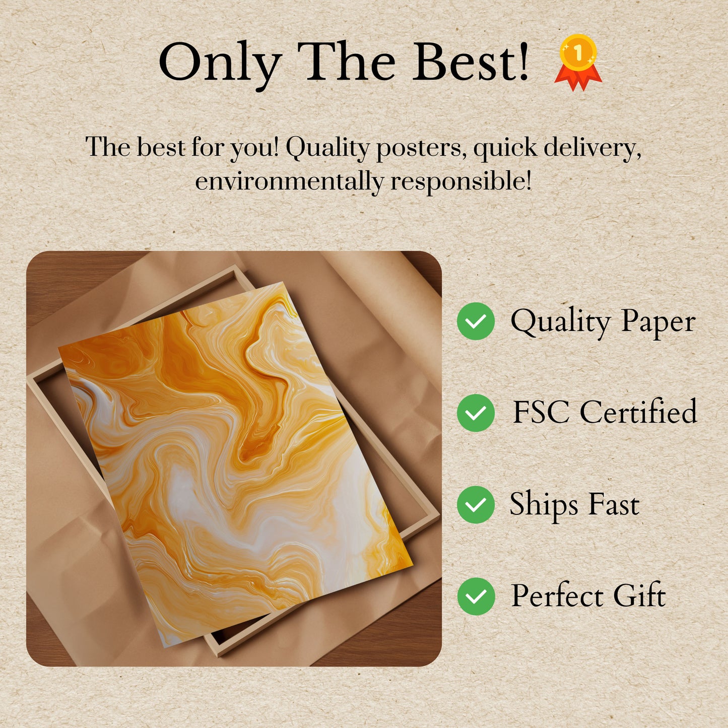 Golden Marble Flow Poster