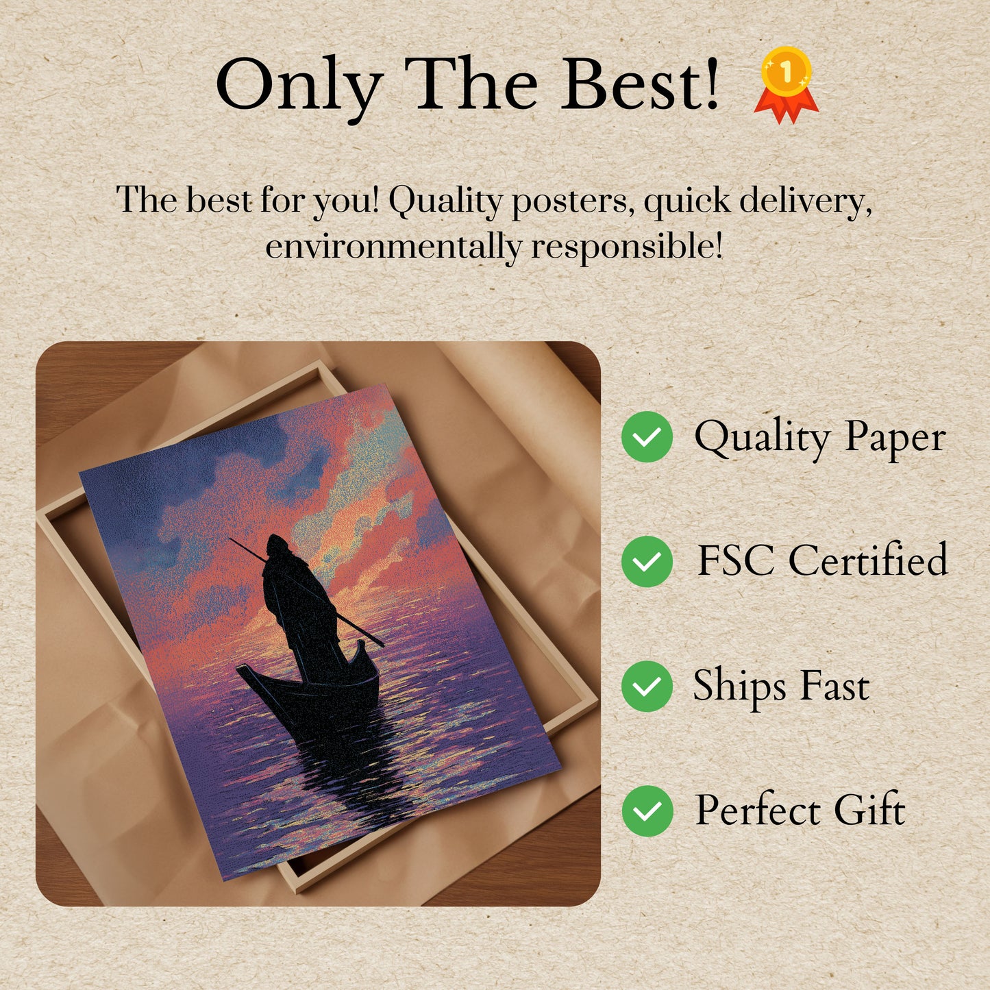 Gondolier at Sunset Poster