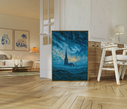 Starry Night Church Poster