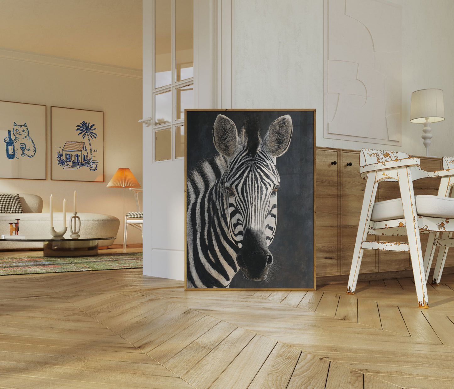 Zebra Black and White Portrait Poster