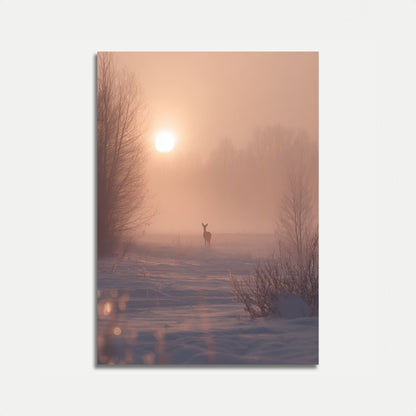 Ensom Hjort ved Solopgang om Vinteren Plakat