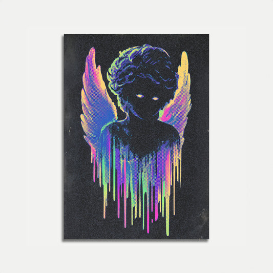 Neon Angel Wings Portrait Poster