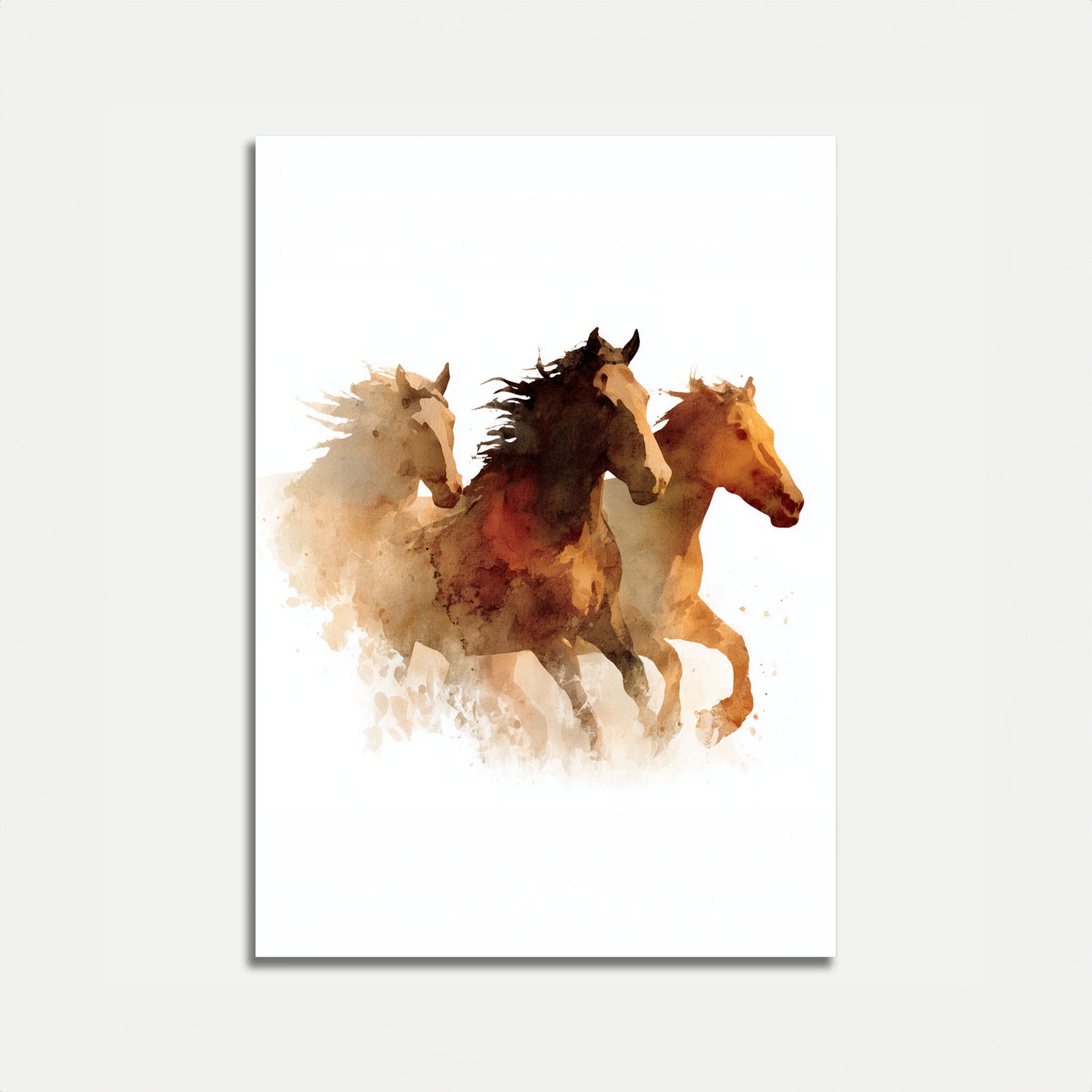 Wild Horses Watercolor Stampede Poster