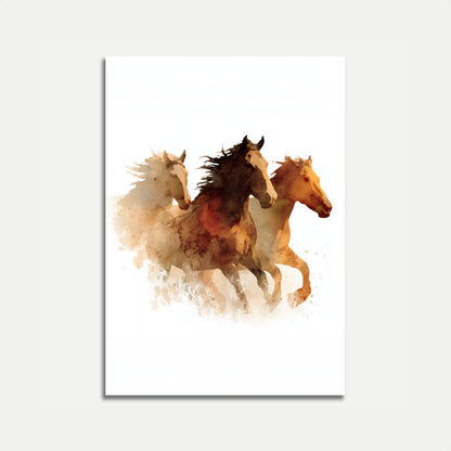 Wild Horses Watercolor Stampede Poster