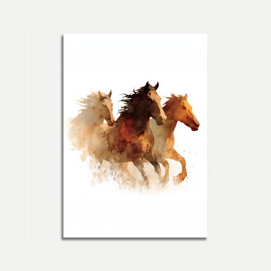 Wild Horses Watercolor Stampede Poster
