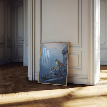 Leoni di Montagna nella Gola Rocciosa Manifesto