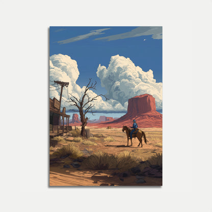 Lone Rider Desert Poster