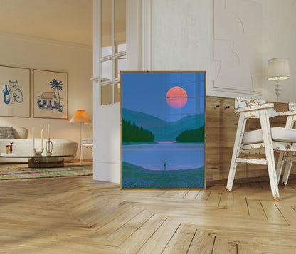 Saturn Over Alpine Lake Poster