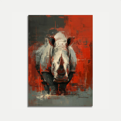 Fierce Rhino Red Abstract Poster