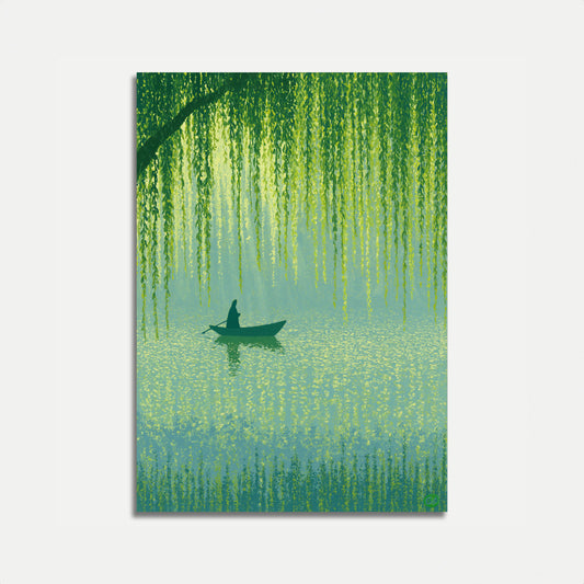 Serene Boot onder Wilg Poster
