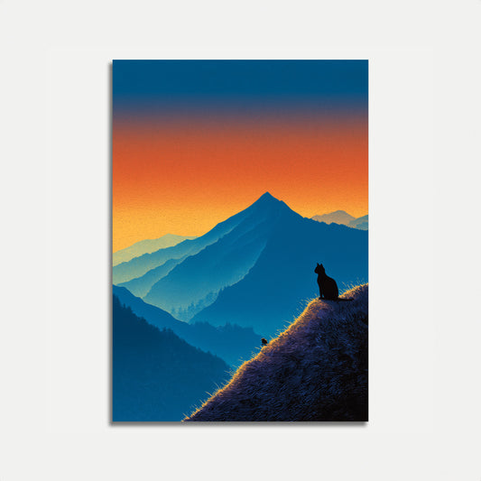 Mountain Cat Sunset Poster