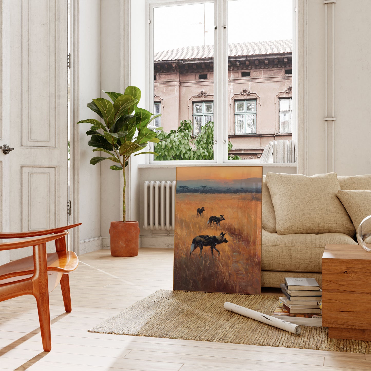 Afrikaanse Wilde Honden bij Zonsondergang Poster