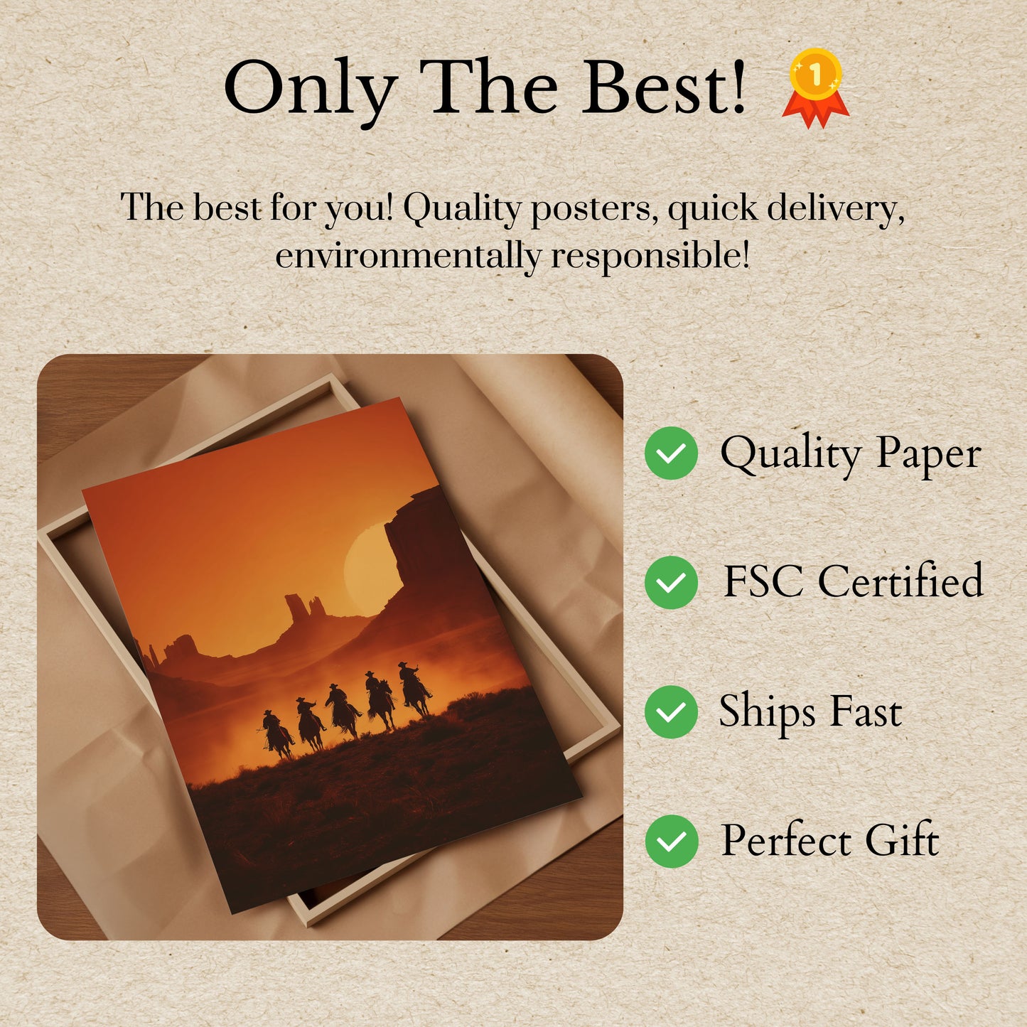 Sunset Cowboys Desert Ride Poster