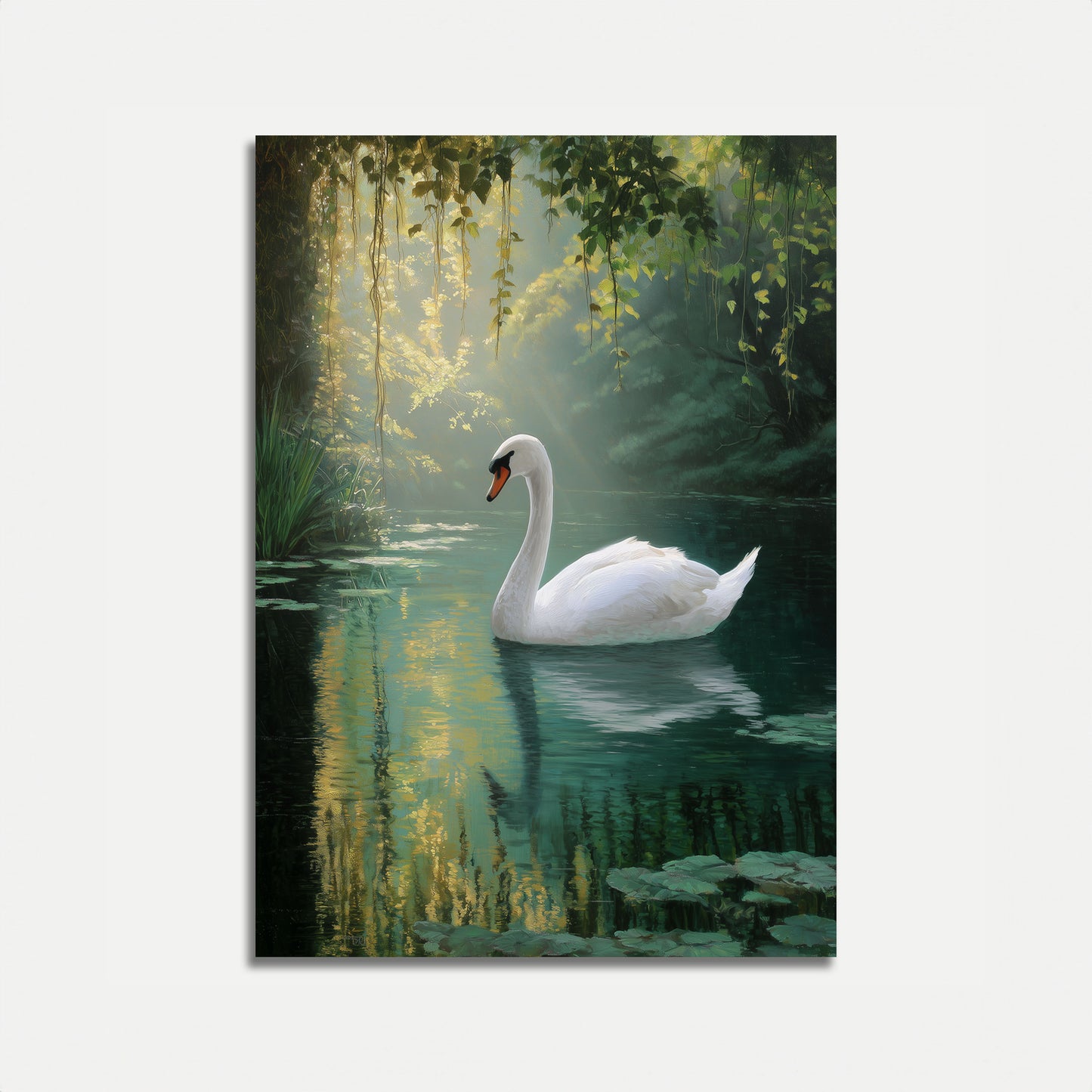 Póster del lago de los cisnes sereno