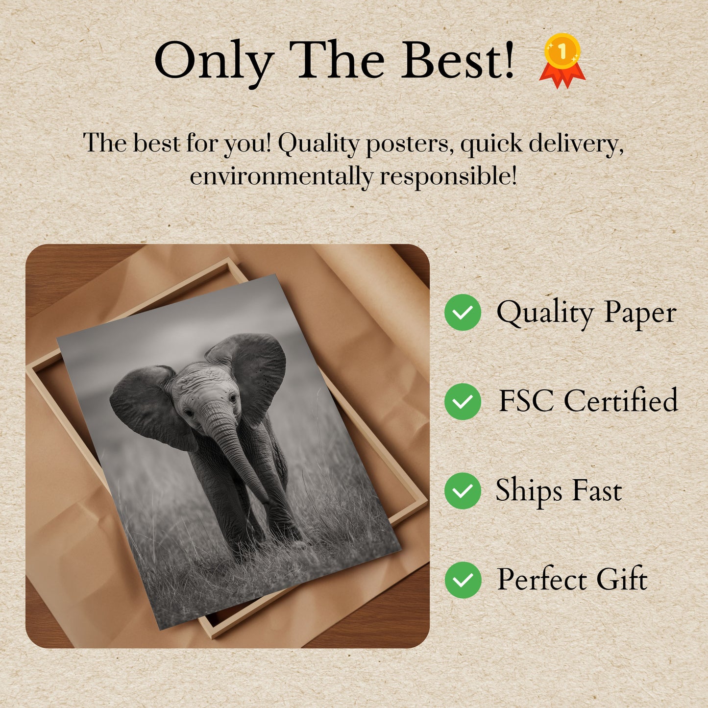 Majestic Baby Elephant Portrait Poster