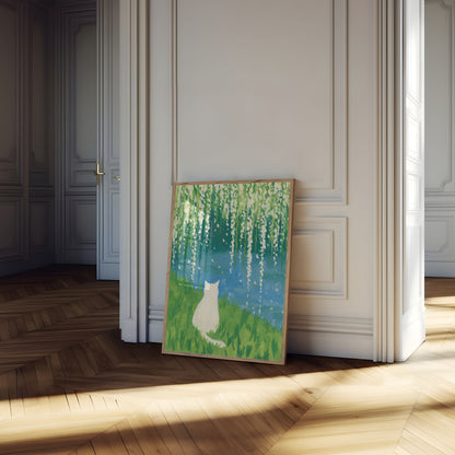 White Cat by the Water Poster