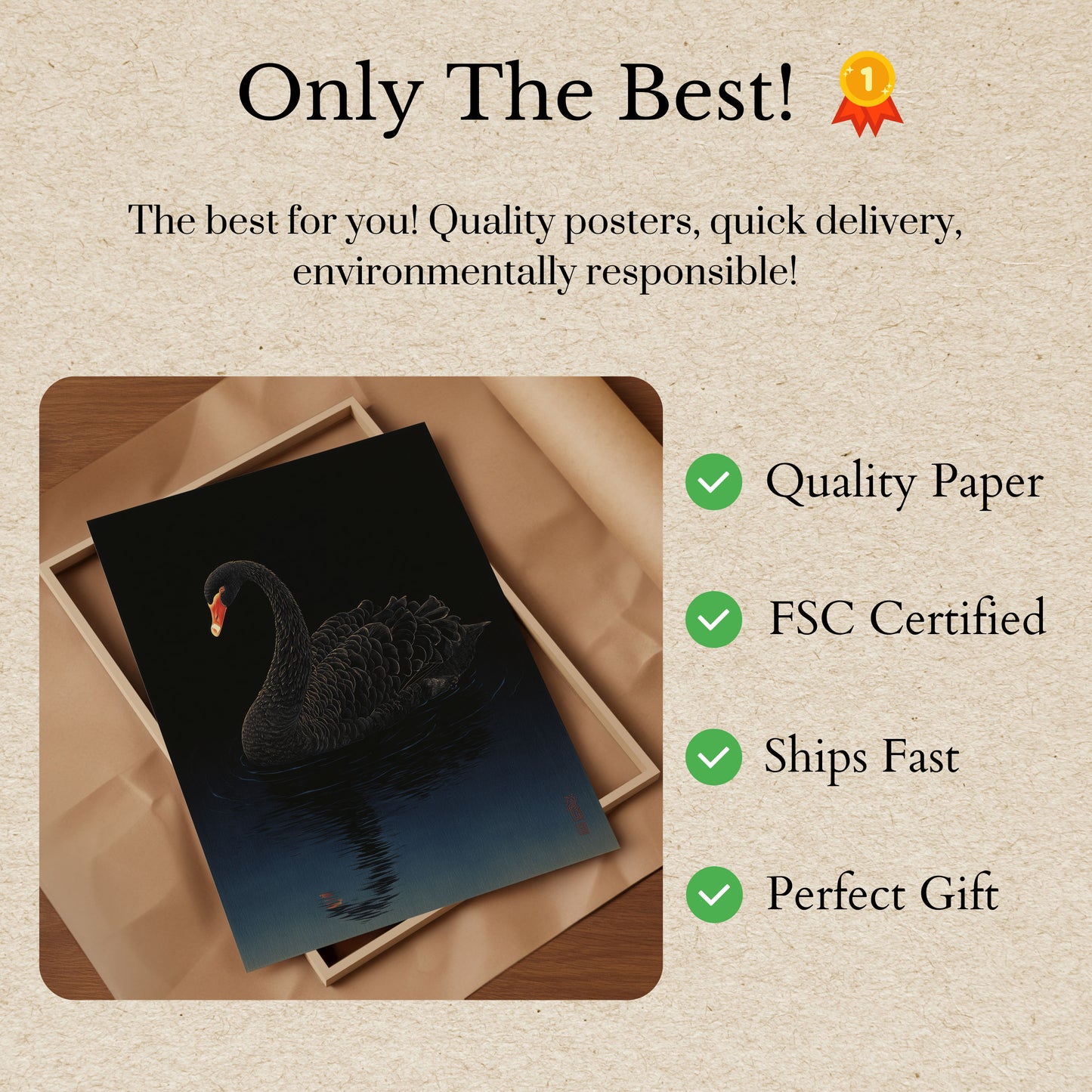 Black Swan on Water Poster