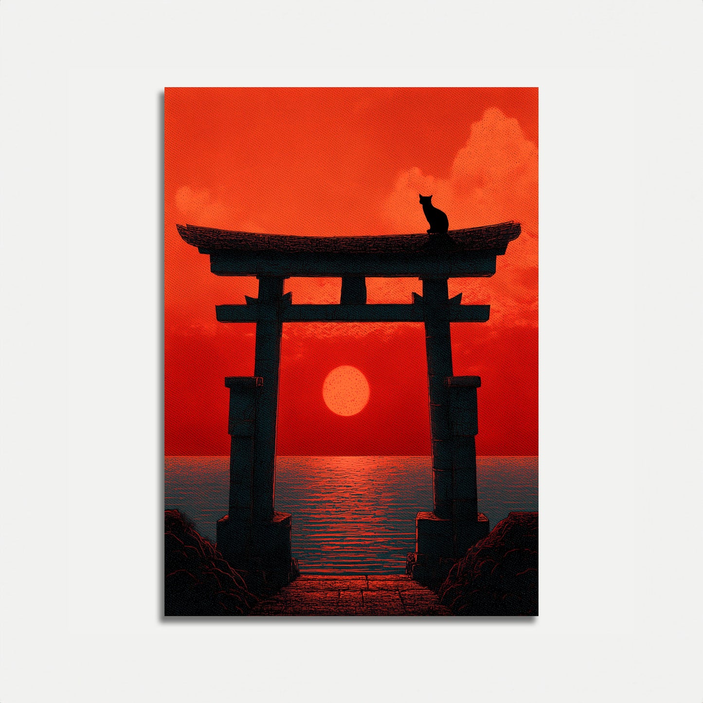 Japanese Torii Gate Sunset Poster