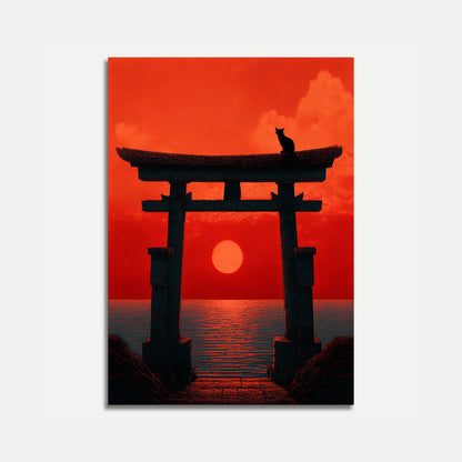Japanese Torii Gate Sunset Poster