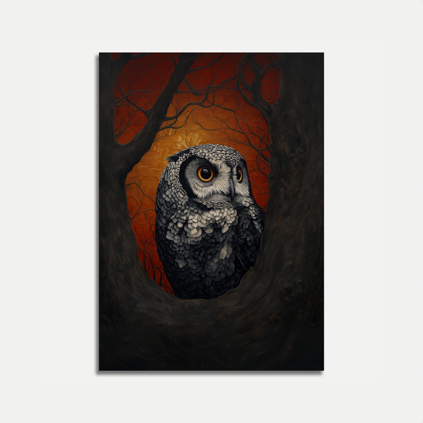 Gufo Misterioso nella Foresta Autunnale Poster