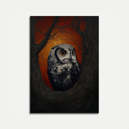 Gufo Misterioso nella Foresta Autunnale Poster