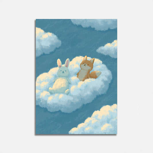 Dreaming Animals on Clouds Poster