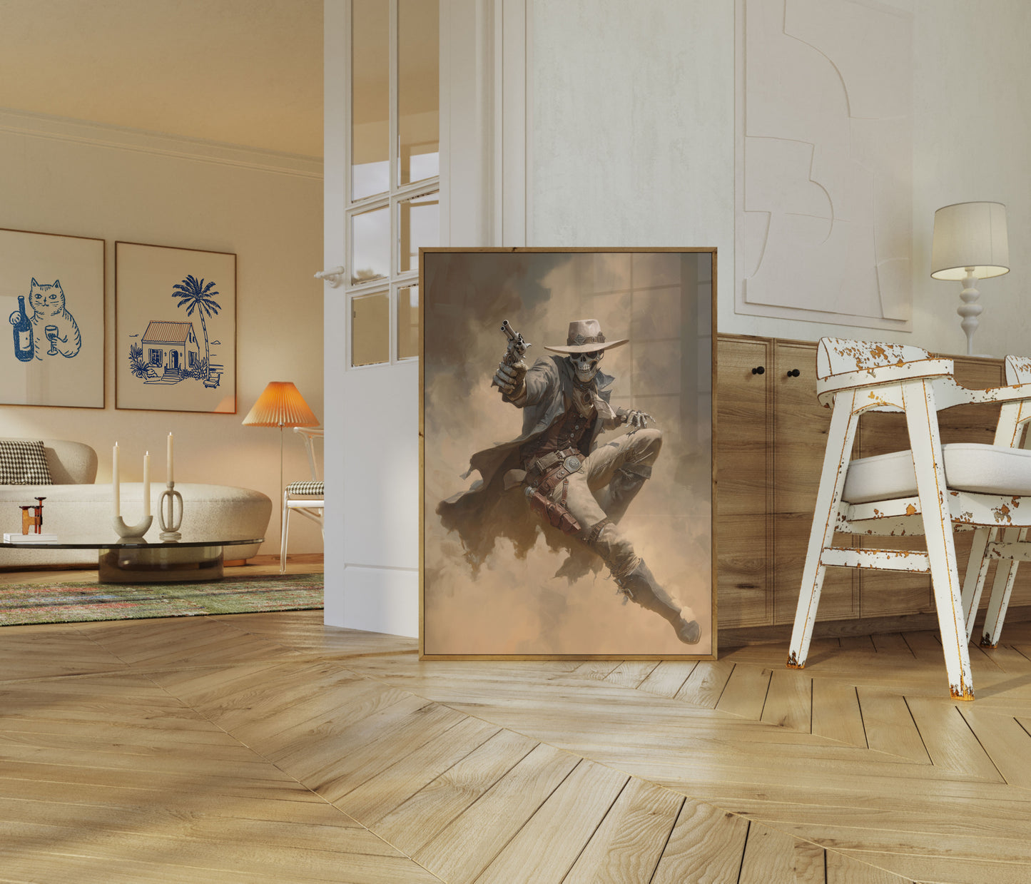 Skelett-Cowboy-Revolverheld-Poster