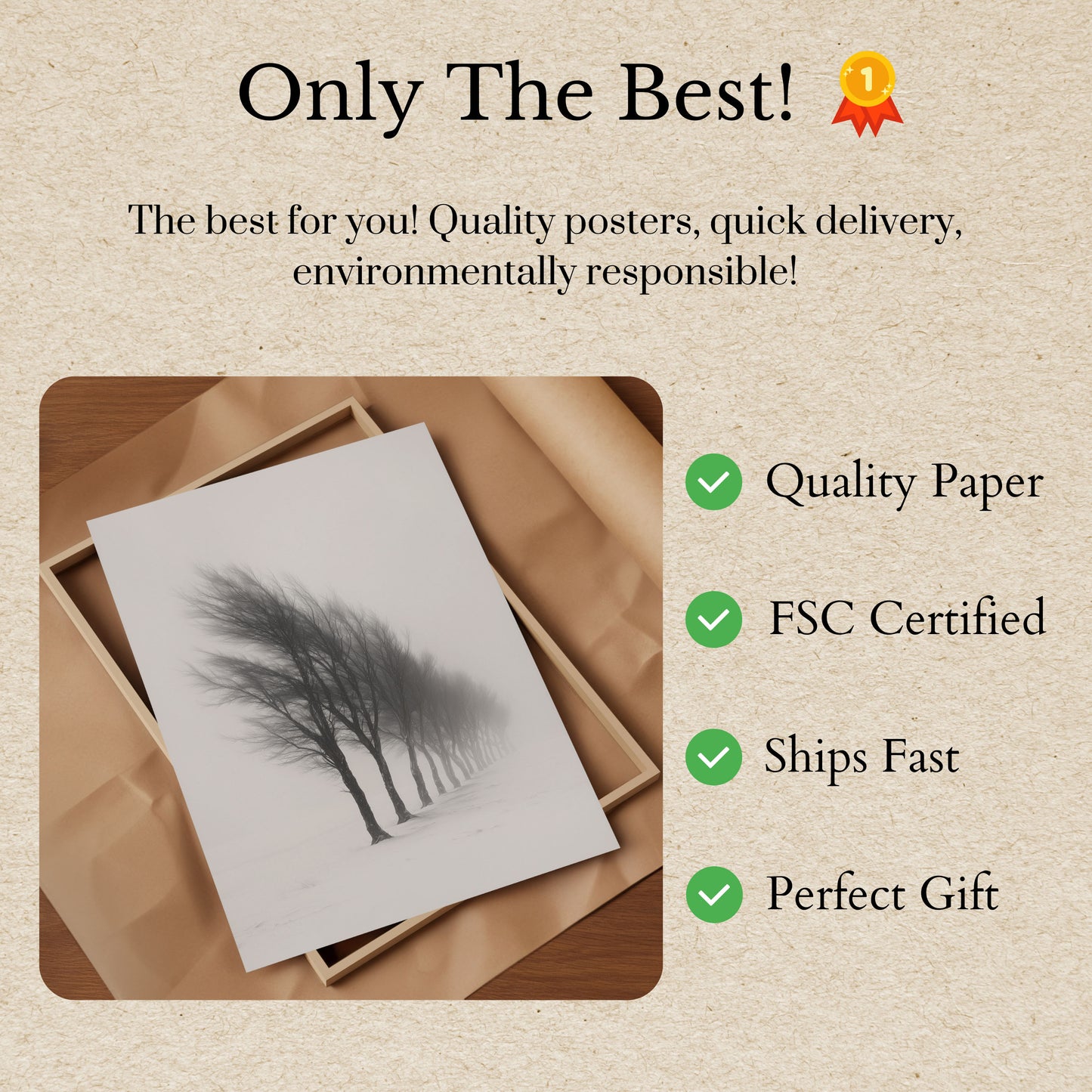 Misty Winter Tree Line Poster
