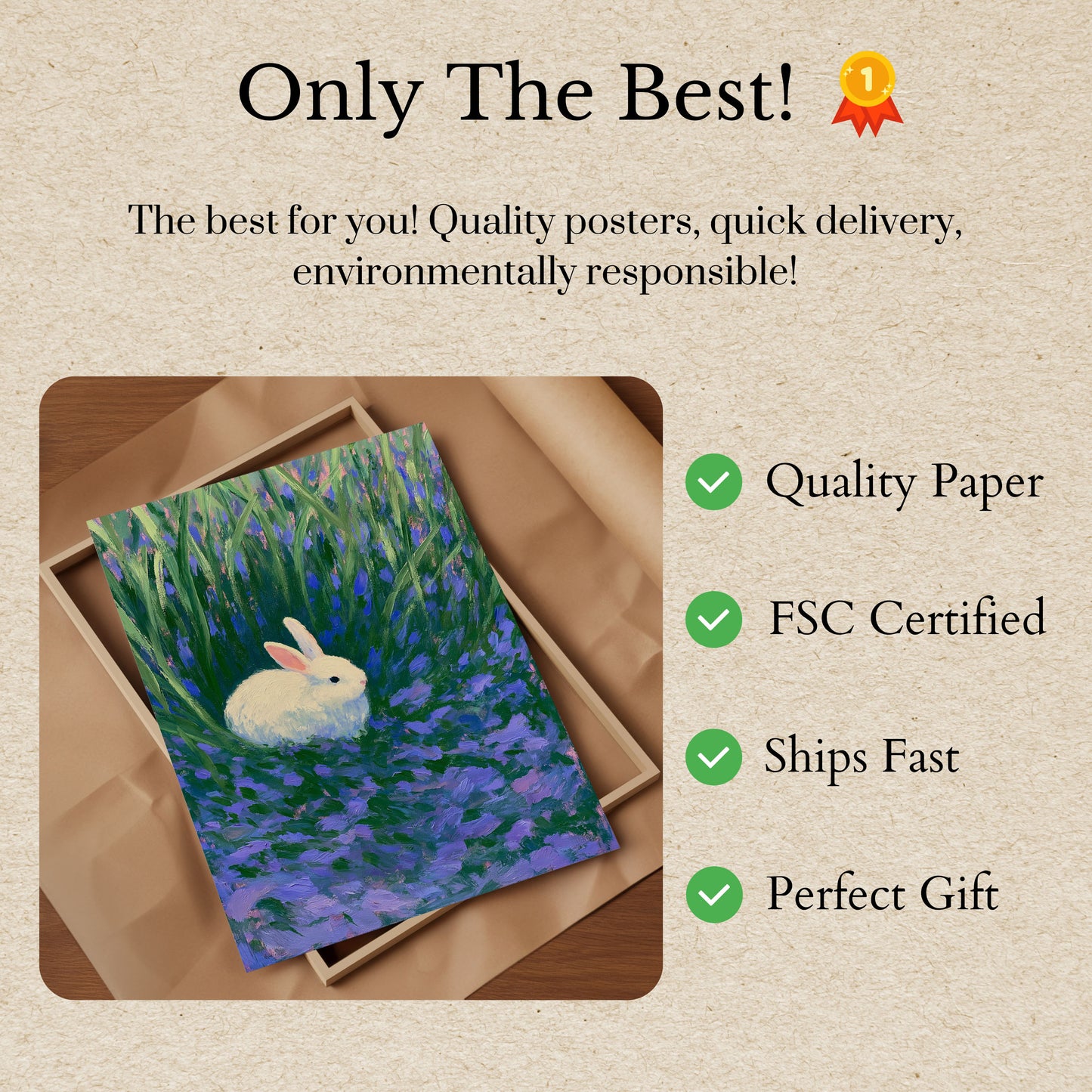 White Rabbit in Lavender Field Poster